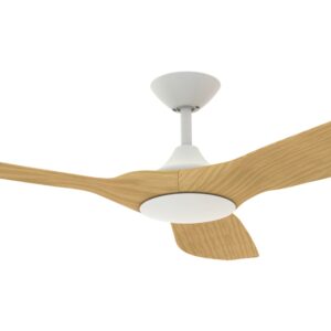 Domus Strike DC Ceiling Fan in White and Oak 60" Motor