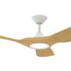 Domus Strike DC Ceiling Fan with LED Light in White with Oak 60