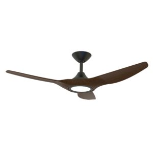 Domus Strike DC Ceiling Fan with LED Light in Black with Walnut 48"