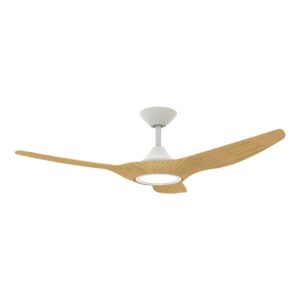 Domus Strike DC Ceiling Fan with LED Light in White with Oak 48"