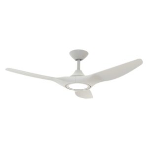 Domus Strike DC Ceiling Fan with LED Light in White 48