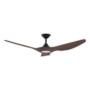 Domus Strike DC Ceiling Fan with LED Light in Black with Walnut 60"