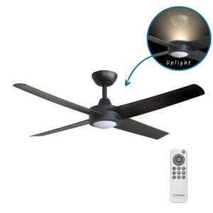 Three Sixty Ambience Uplight DC Ceiling Fan with LED Light - Black 48