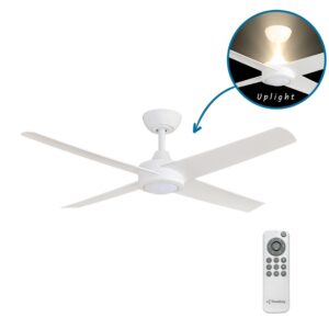 Three Sixty Ambience Uplight DC Ceiling Fan with LED Light - White 48