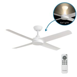 Three Sixty Ambience Uplight DC Ceiling Fan - White 48"