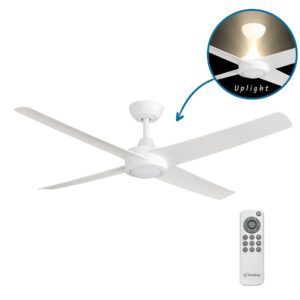 Three Sixty Ambience Uplight DC Ceiling Fan with LED Light - White 52