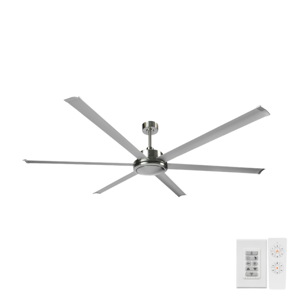 Brilliant Colossus DC Ceiling Fan 84" Satin Nickel with Remote Controller and Wall Controller