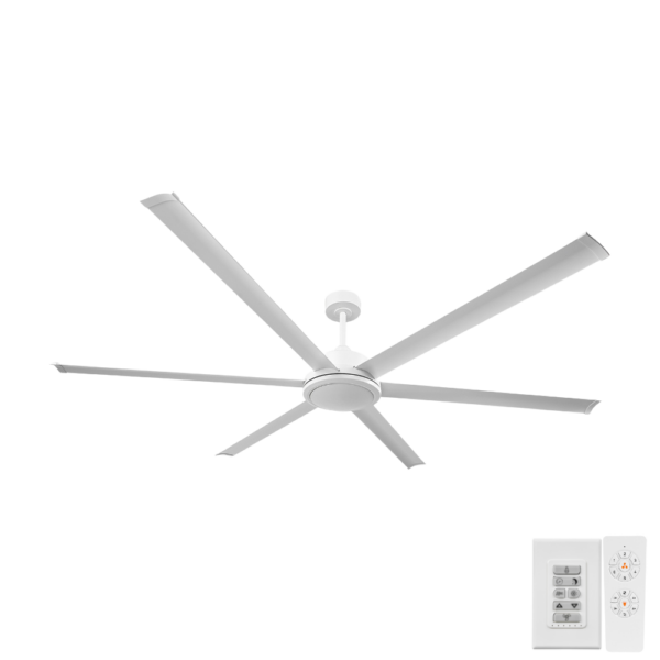 Brilliant Colossus DC Ceiling Fan 84" White with Remote Controller and Wall Controller