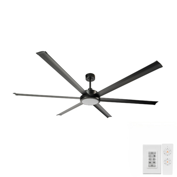 Brilliant Colossus DC Ceiling Fan with LED Light 84-inch Matt Black with Remote Controller and Wall Controller