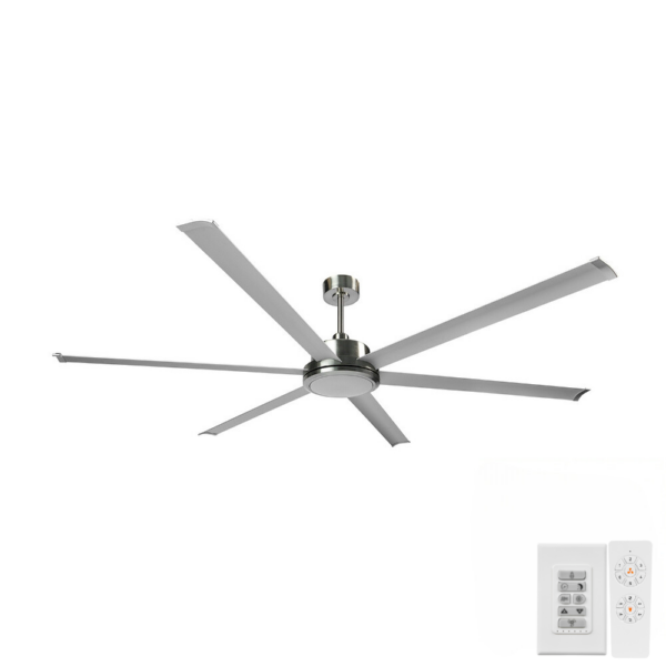 Brilliant Colossus DC Ceiling Fan with LED Light 84-inch Satin Nickel with Remote Controller and Wall Controller