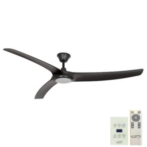 Hunter Pacific Aqua v2 IP66 DC Ceiling Fan with LED Light - Matte Black 70" (Remote & Wall Control)