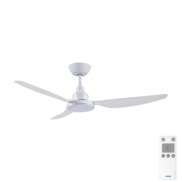 Ventair Glacier DC 3-blade Ceiling Fan with LED Light and Remote 52" in White