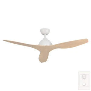 fanco Breeze AC Ceiling Fan with Wall Control White with Beechwood 48 inch