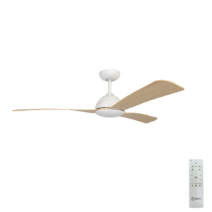 claro groove dc ceiling fan - white with timber blades 52"