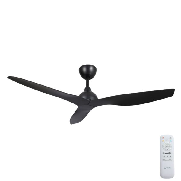 Black Whisper IP66 DC ceiling fan, 52-inch remote control