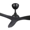 Close-up of black Whisper IP66 DC ceiling fan, 52-inch
