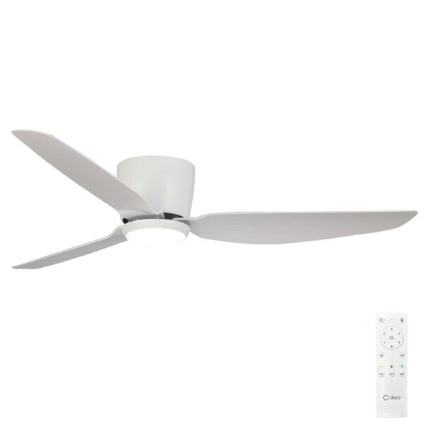 Claro Whisper Low Profile DC Ceiling Fan with LED Light - White 52" - new remote