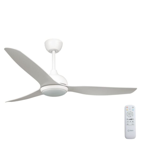 White Whisper IP66 ceiling fan with LED, 58-inch remote control