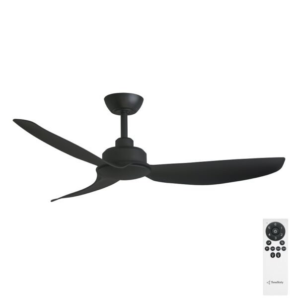 Three Sixty Trinity DC 48" Ceiling Fan - Black - with remote control