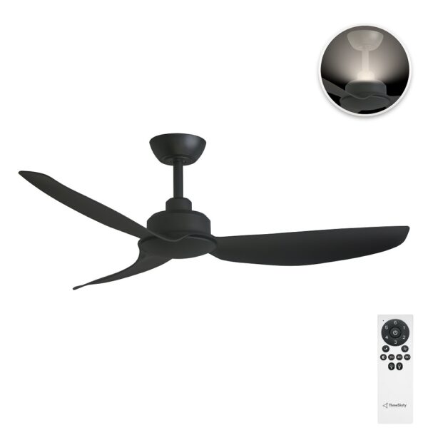 Three Sixty Trinity DC 48" Ceiling Fan with Uplight- Black - with remote control