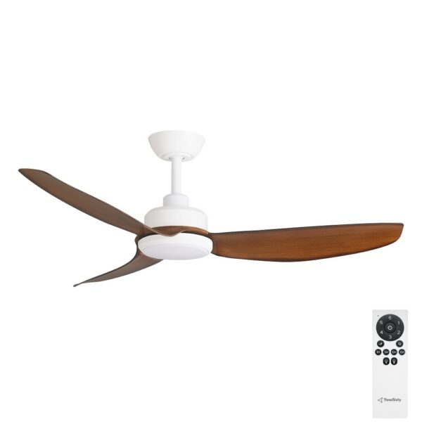 Three Sixty Trinity DC 48" Ceiling Fan with LED - Matte White/Koa - with remote control
