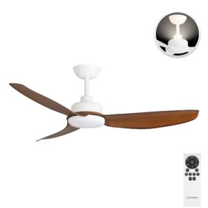 Three Sixty Trinity DC 48" Ceiling Fan with LED and Uplight- Matte White/Koa - with remote control