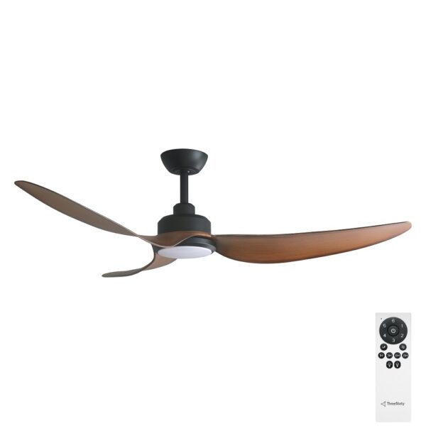 Three Sixty Trinity DC 56" Ceiling Fan with LED - Black/Koa - with remote control