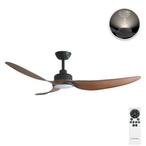 Three Sixty Trinity DC 56" Ceiling Fan with LED and Uplight - Black/Koa - with remote control