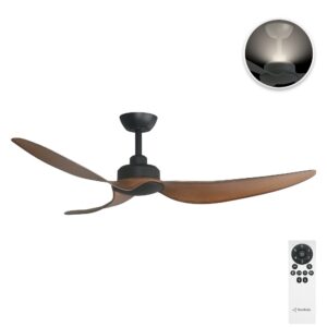Three Sixty Trinity DC 56" Ceiling Fan with Uplight- Black/Koa - with remote control
