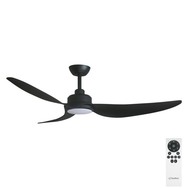 Three Sixty Trinity DC 56" Ceiling Fan with LED - Black - with remote control