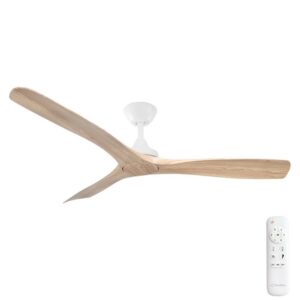 Three Sixty Spitfire DC Ceiling Fan - White with Light Oak Blades 52" - main
