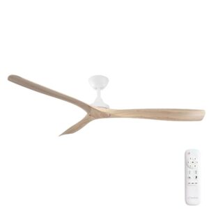Three Sixty Spitfire DC Ceiling Fan - White with Light Oak Blades 60" - main