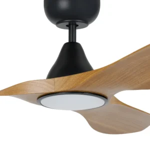 eglo-surf-dc-40-inch-black-with-burmese-teak-blades-with-cct-led-light-close-up