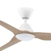 Fanco Infinity-iD Smart DC Ceiling Fan with CCT LED Light - White with Beechwood Timber-style Blades 48