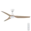 Fanco Infinity-iD Smart DC Ceiling Fan with CCT LED Light - White with Beechwood Timber-style Blades 48