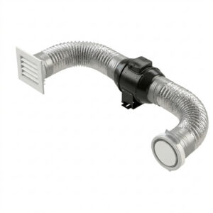 Round Frameless Premium Silent Inline Fan Kit with Eave Vent - White 150mm