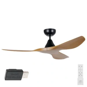 eglo-surf-smart-48-dc-ceiling-fan-black-with-burmese-teak-blades-no-light-with-remote