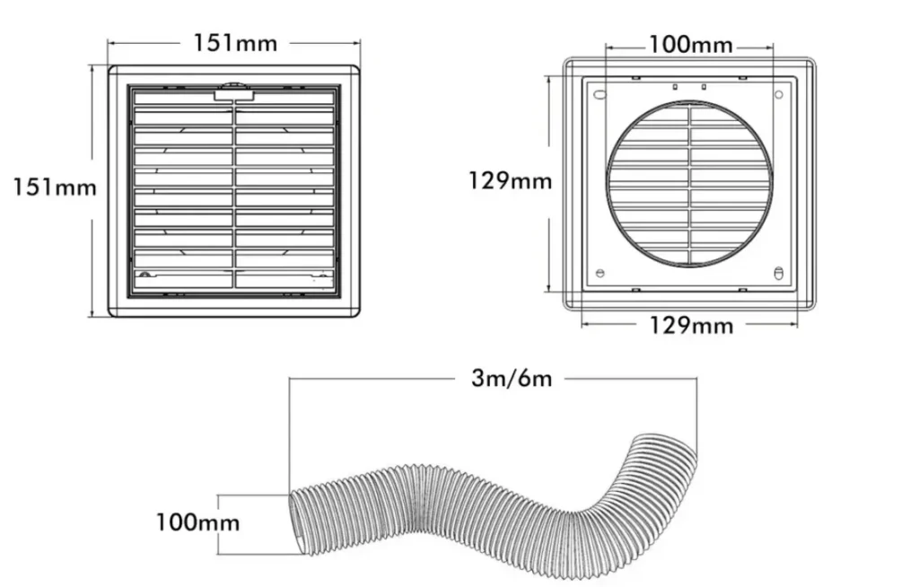 duct-kit-3m-x-100mm-dimensions
