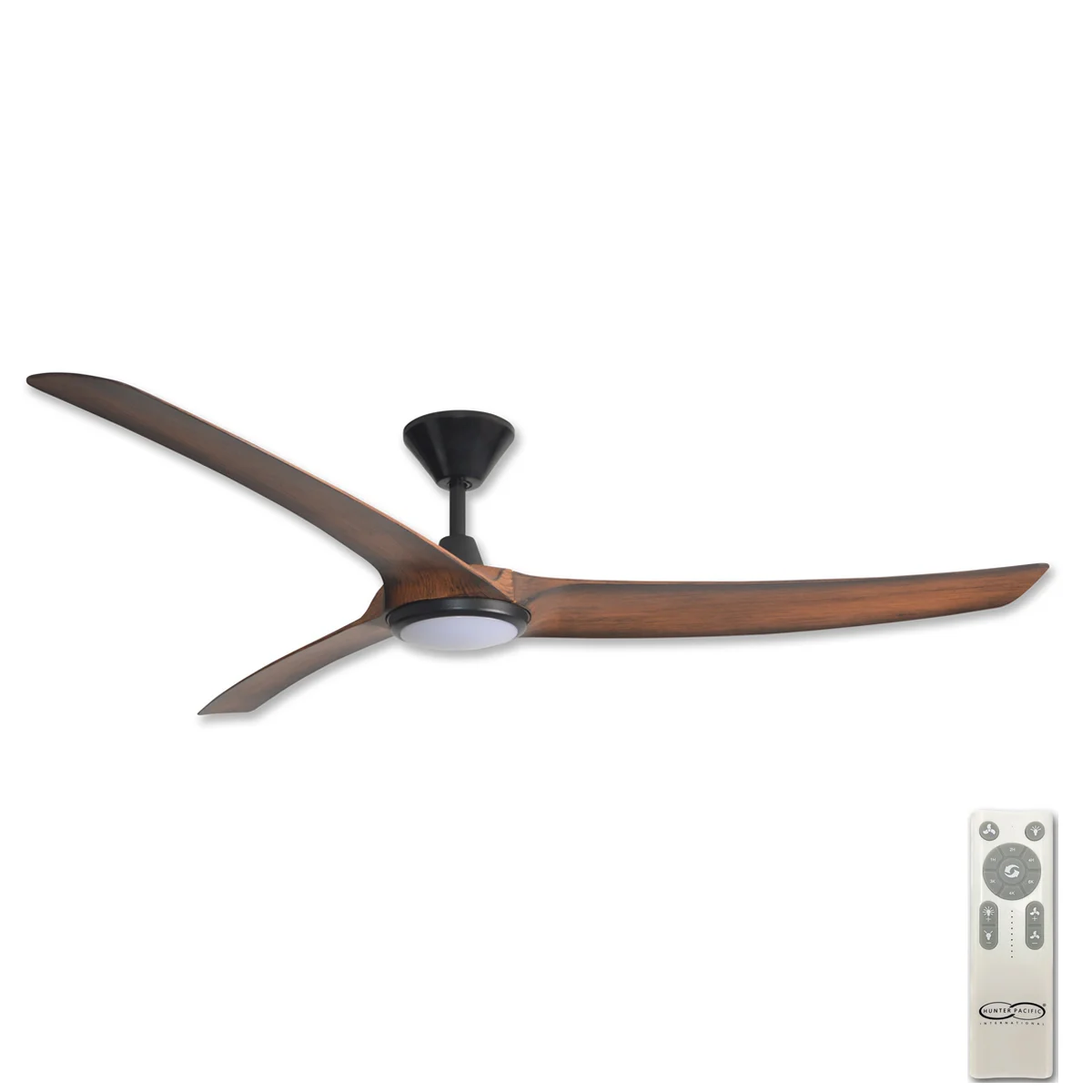 hunter-pacific-aqua-ip66-v3-dc-70-ceiling-fan-with-led-light-black-with-koa-blades