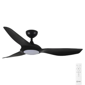 Claro Glider High Airflow DC Ceiling Fan with LED Light - Black 52"