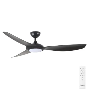 Claro Glider High Airflow DC Ceiling Fan with LED Light - Black 60"