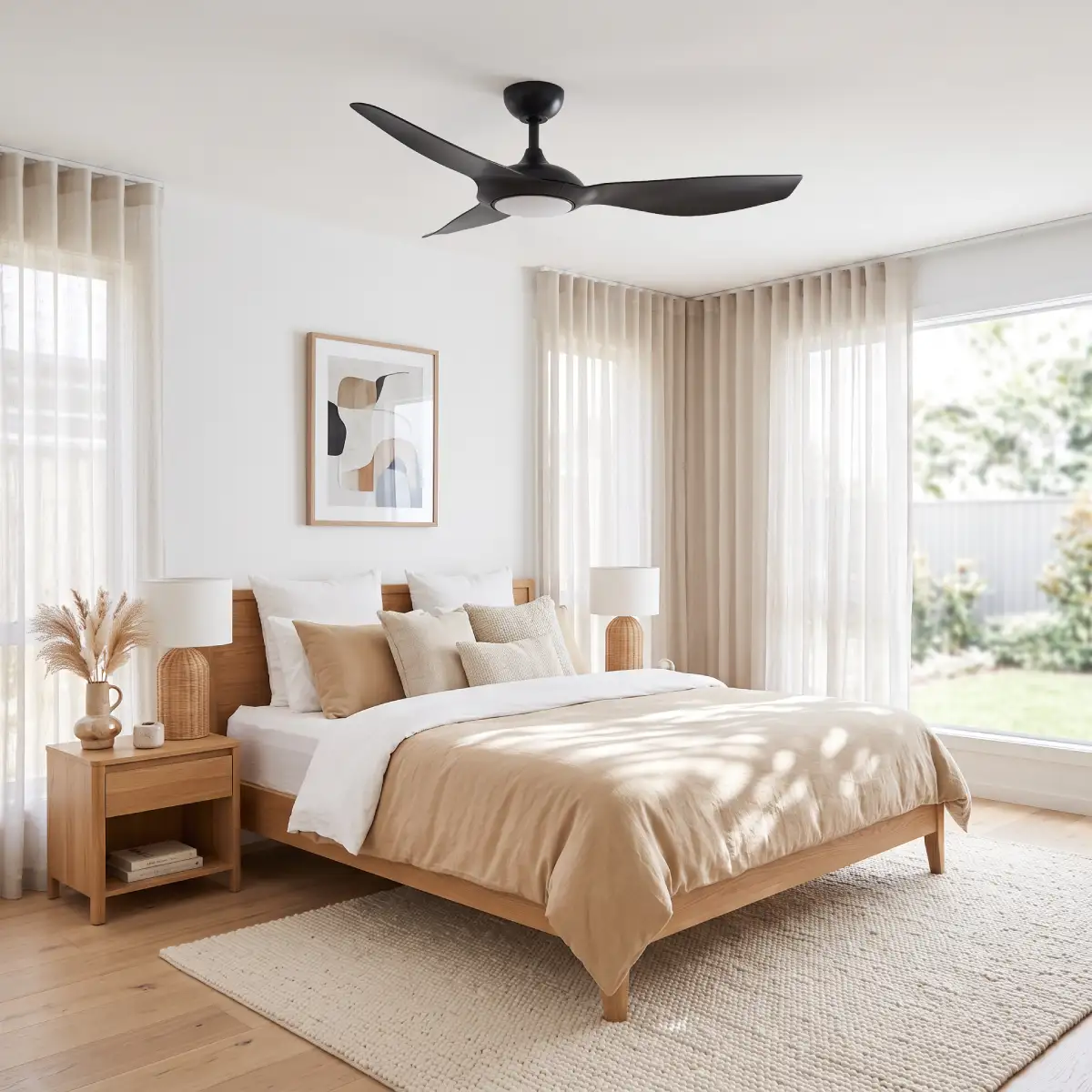 Claro Glider High Airflow DC Ceiling Fan with LED Light - Black 60" - Image 3