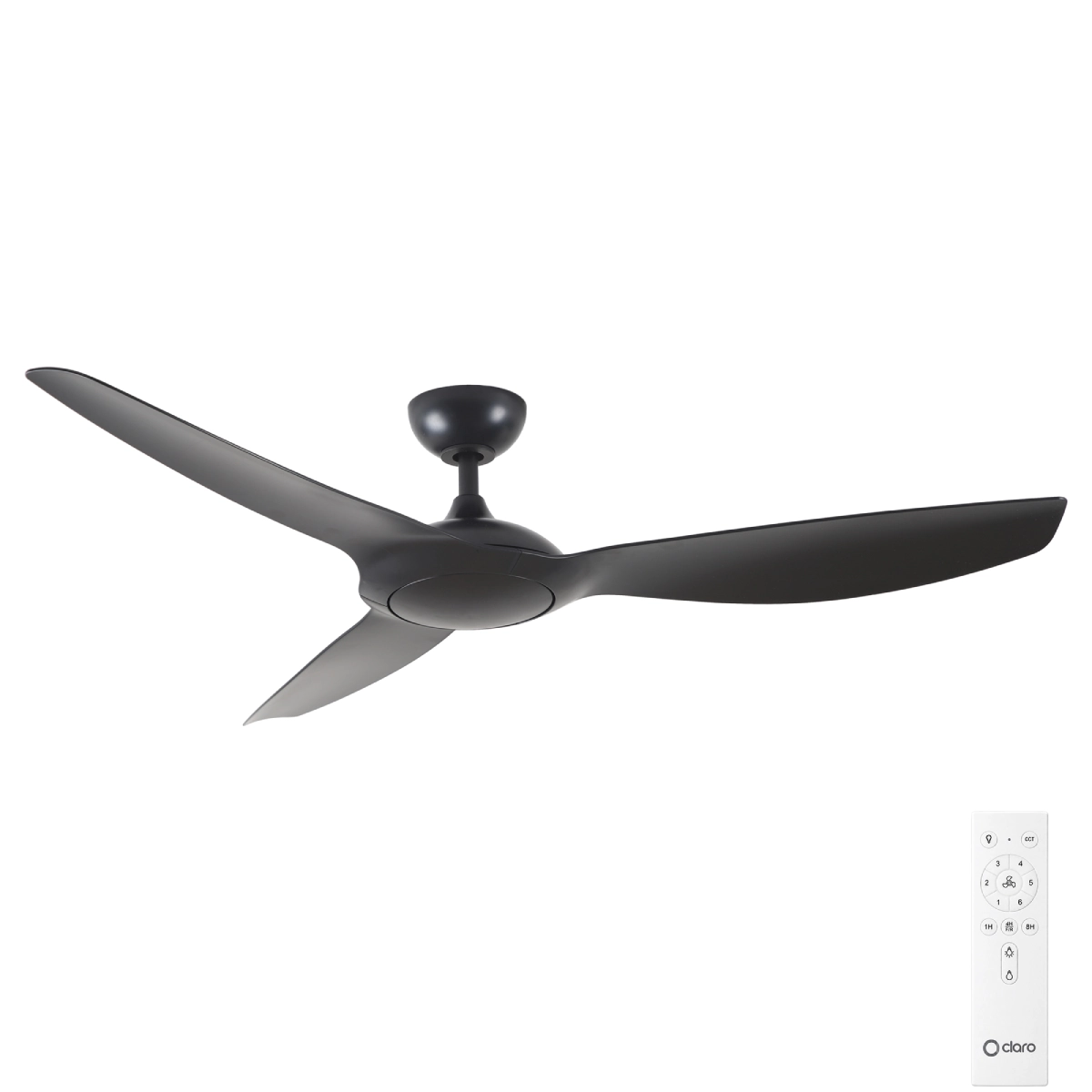Claro Glider High Airflow DC Ceiling Fan - Black 60"