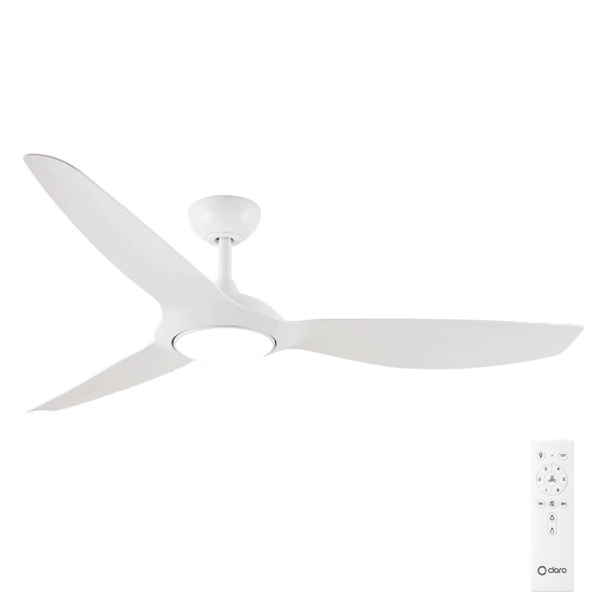 Claro Glider High Airflow DC Ceiling Fan with LED Light - White 60"